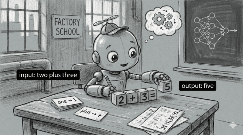 Child robot learning math with number blocks